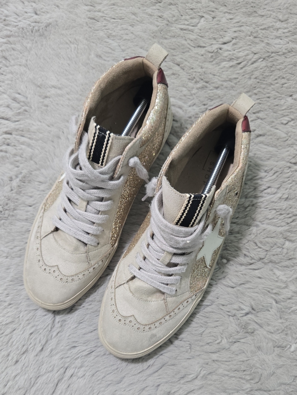 Shu Shop Paulina glitter high-top lace up sneakers  with star design size 10
